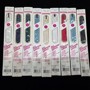 Coats Polyester All-Purpose Zippers Assorted Sizes & Colors New